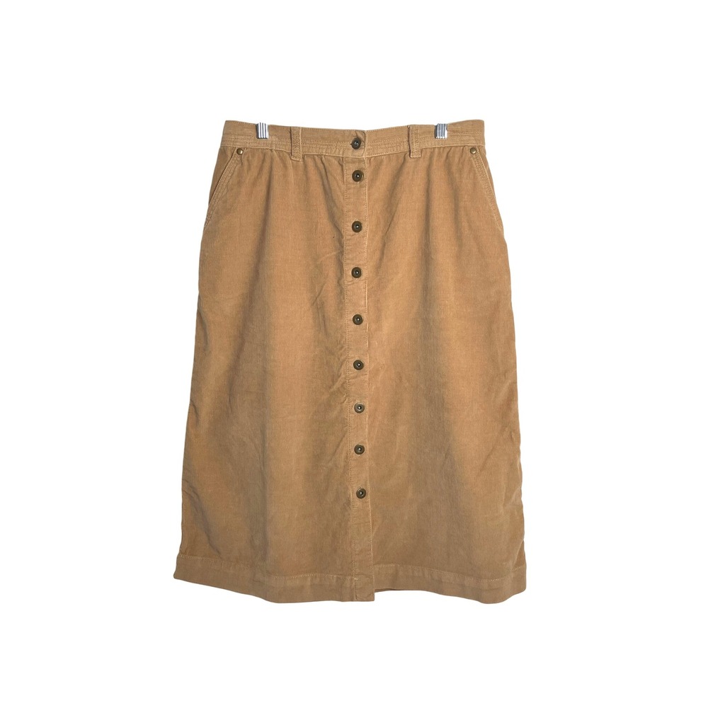 Lee City Elements Corduroy Midi Elastic Waist Button Front‎ Vintage Skirt Sz 8